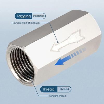 Pneumatic Check Valve Control Valve Air Valve 1/8 1/4 3/8 1/2 3/4Bsp Internal Threaded Metal One-Way Check Valve Adapter