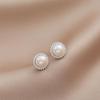S925 Sterling Silver Pearl Flower Stud Earrings: Japanese Korean Style with Rhinestones for a Sophisticated, High-End Look