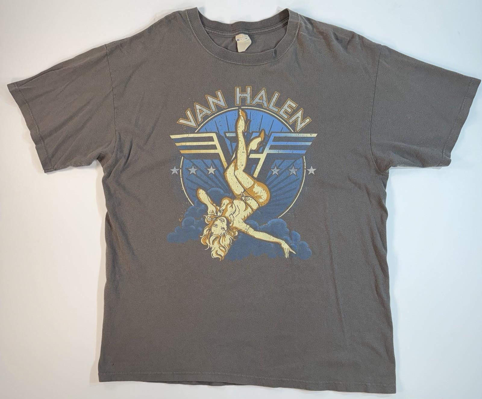 Van Halen Band Tee Large Gray Graphic Rock Vintage Distressed Unisex T-Shirt XXXXL