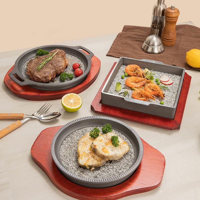 Maifan slate Barbecue plate Steak Barbecue plate Roasted Seafood Stone Plate Circular stone slab Korean barbecue plates