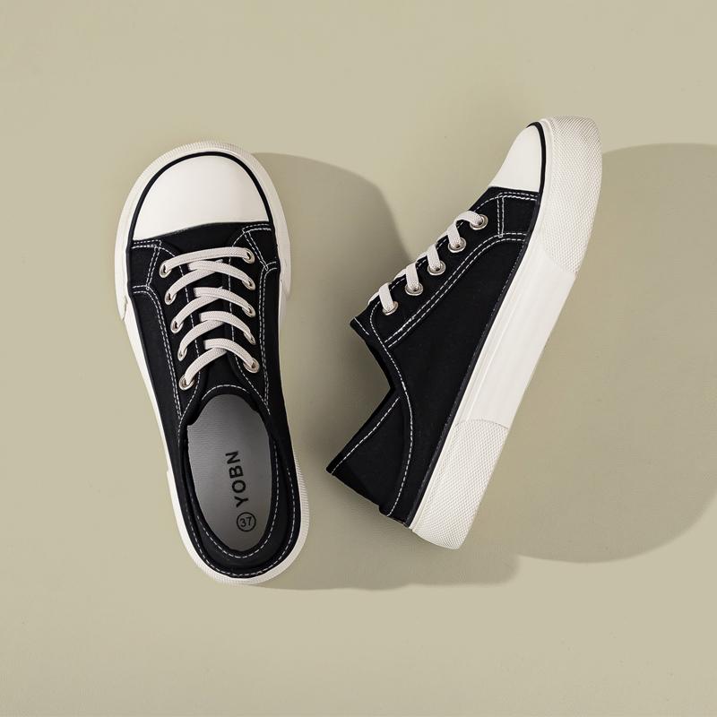 Fashion Casual Woman Shoe Slip-on Black Flats All-Match Espadrilles Platform Summer New Slip On Fabric Leisure Lace-Up Canvas Shoes Woma