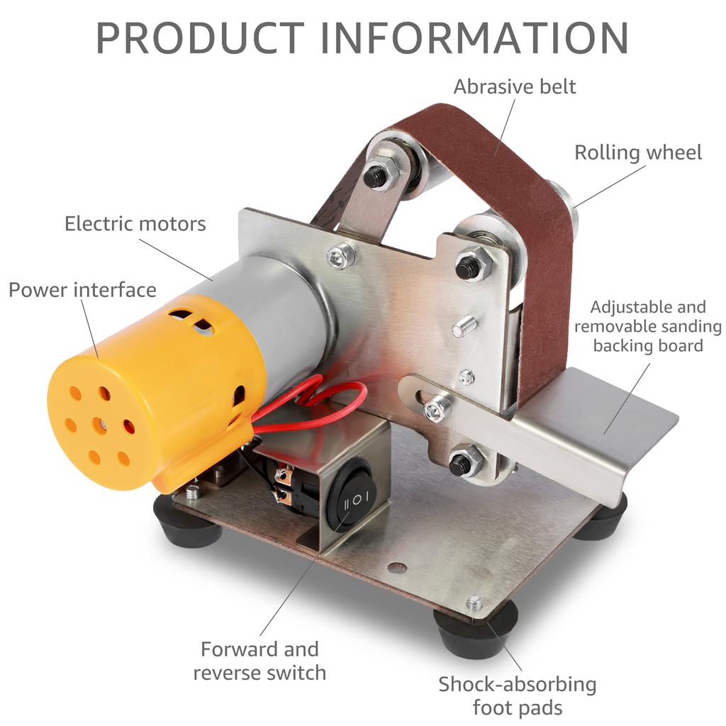 110-220v Mini Elektrická Pásová Bruska 7-rychlostní Nastavitelná Rychlost Stolní Bruska Brusný Stroj pro Broušení Kovu Dřeva Akrylu