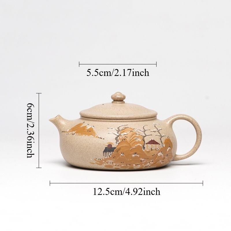

Yixing teapot Bai Duan Mud Snow Scenery Han River Teapot Chinese small capacity teapot Internal Pushing Ball Hole Kung Fu Teaset