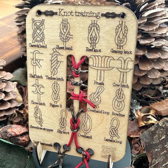 Learn Knot Training Board 16 Knots Tying Practice Wooden Board Beginner Reefs Square
