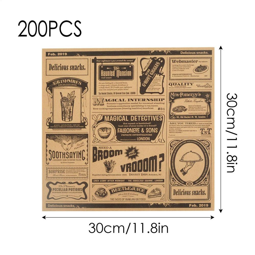 

Baking Paper 200Pcs Food Paper Sheets Wrapping Wax Paper For Hamburger Fries Food Basket Liners Newspaper Style Kitchen Paper