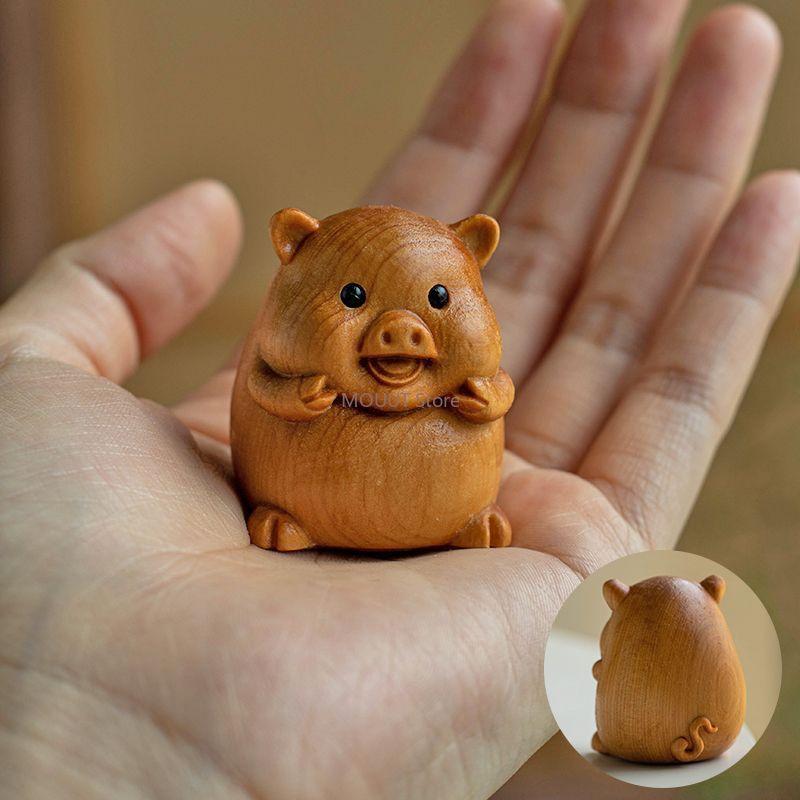 Двенадцать знаков зодиака Деревянная резьба Двенадцать знаков зодиака Деревянный зодиак Милые Деревянная резьба Миниатюрные украшения Статуэтка Маленький Анима standard