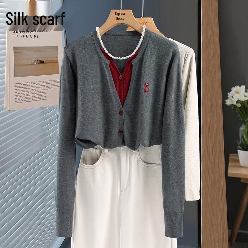 Sibashe Women s Color Block Long Sleeve Knit Cardigan M