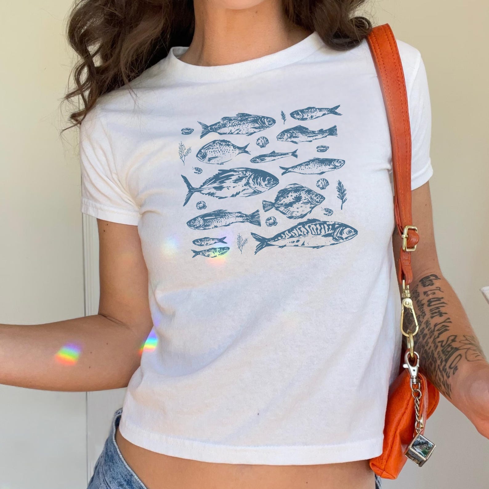 Y2K Sea Animals Baby Tee: 90s Style Crop Top 3XL