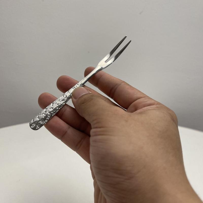 5/10Pcs Multi-Purpose Stainless Steel Fruit Forks, Ice Crack Thickened High-End Dessert Picks, For Family Gatherings And Dining