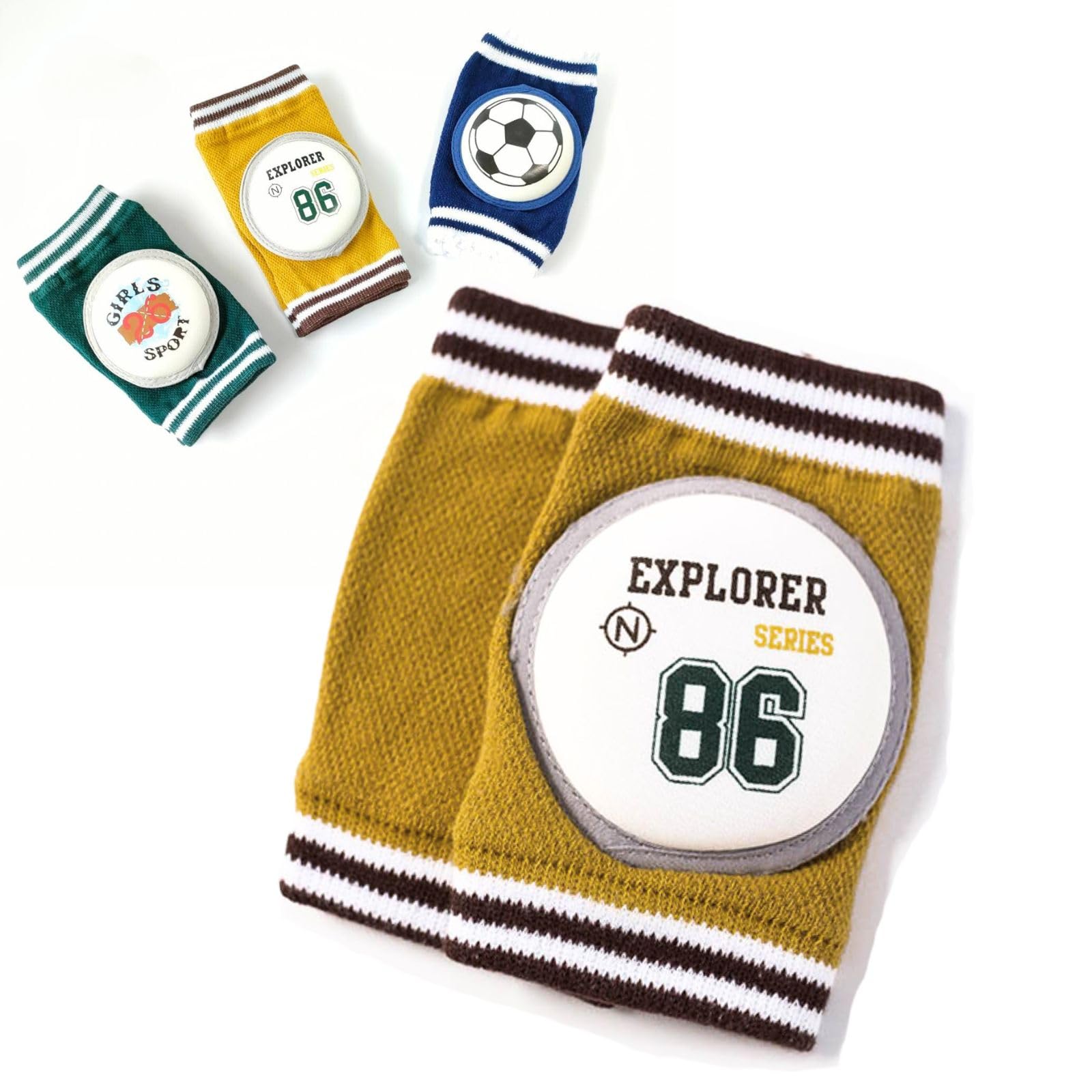 

Trekko Baby Knee Crawling Soft and Ages All Year Leg Sleeves One Size Fits Pads, Support, Squishy, 1-3, Round, (Mustard, All)