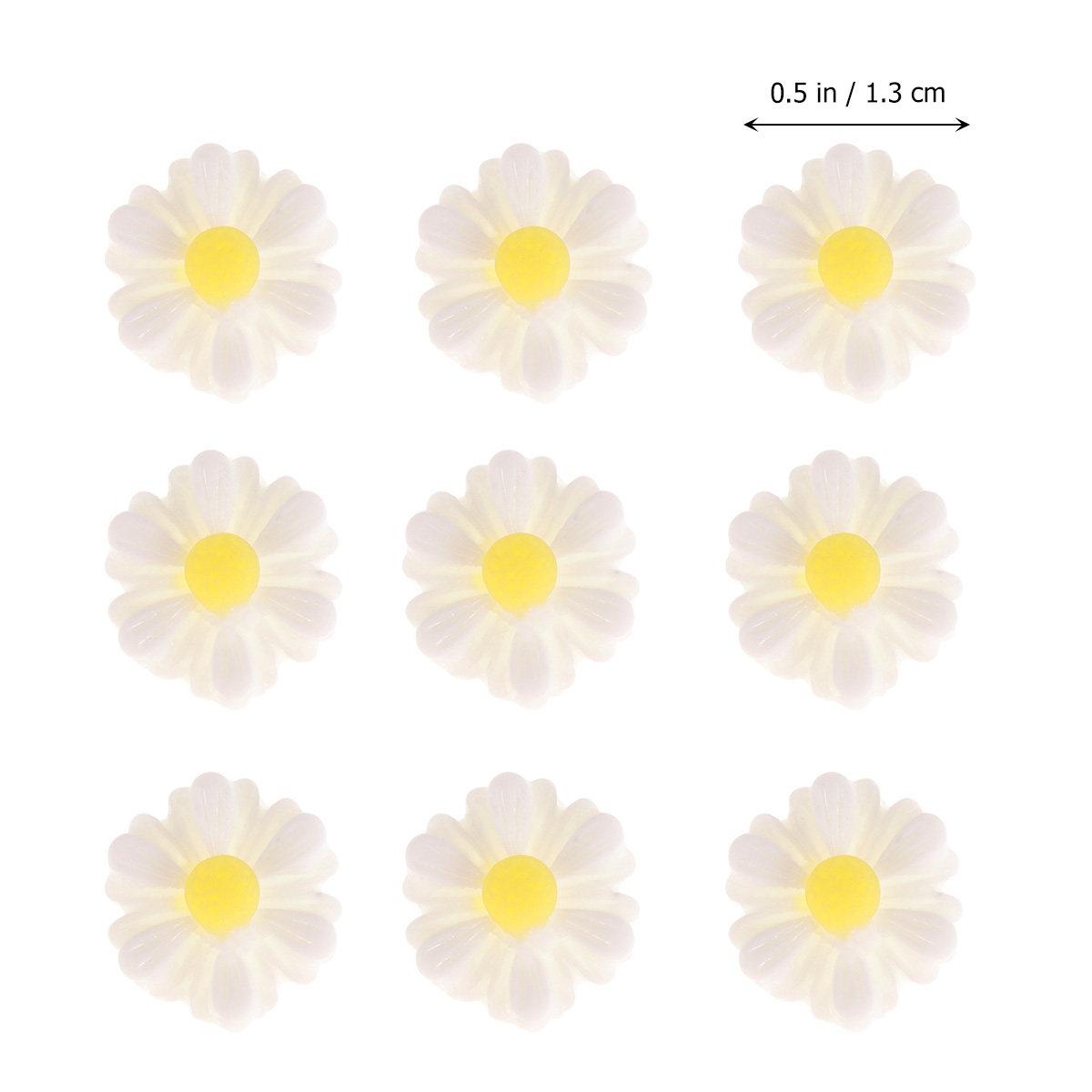 

20Pcs 9Mm White Plastic Flower Beads Daisy Accessories for Handmade Jewelry Pendants Charms Resin Art Craft DIY Decorations Size 1