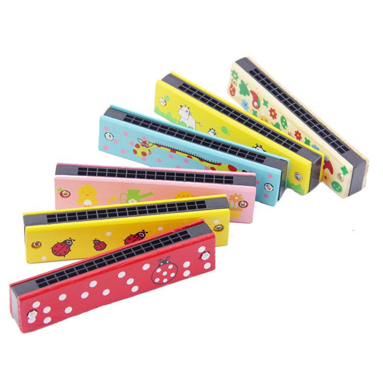 Wooden Double Row 16-Hole Harmonica for Children s Music Education