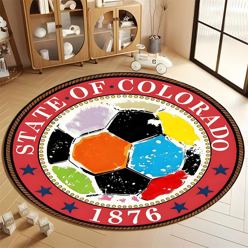 

Colorado Soccer-Themed Rug for Sports Rooms round carpet for home sofa bedroom, gift Diameter 60cm