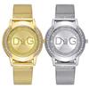 Luxus Damenuhren Mit Diamanten Einfaches Digitales Design Damen-Quarzuhren Tägliches Tragen Goldenes Netzgewebeband Damen Uhrarmband
