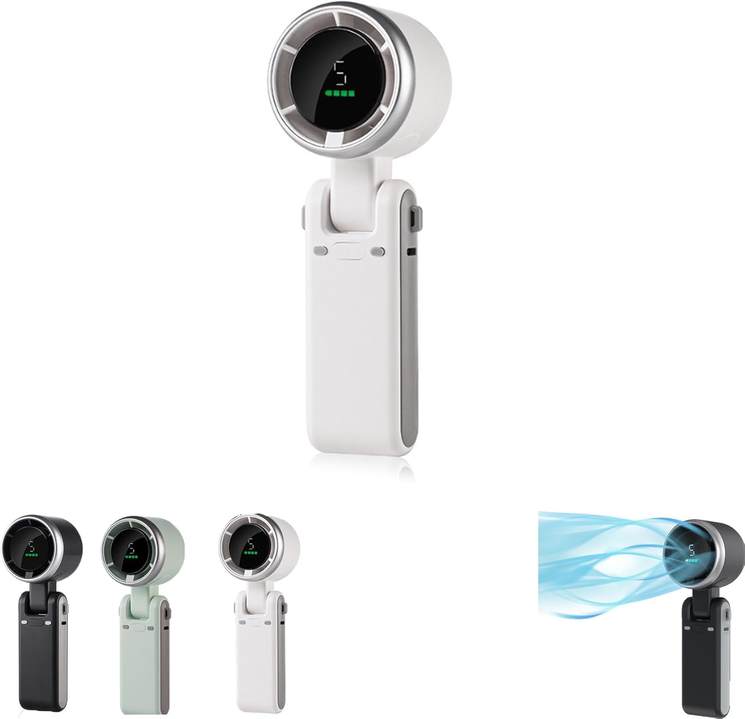 

Портативный ручной турбовентилятор, ручной турбовентилятор с 5 скоростями, работающий от батареи, ручной 3 в 1, портативный для путешествий/на открытом воздухе/в помещении (зеленый) белый