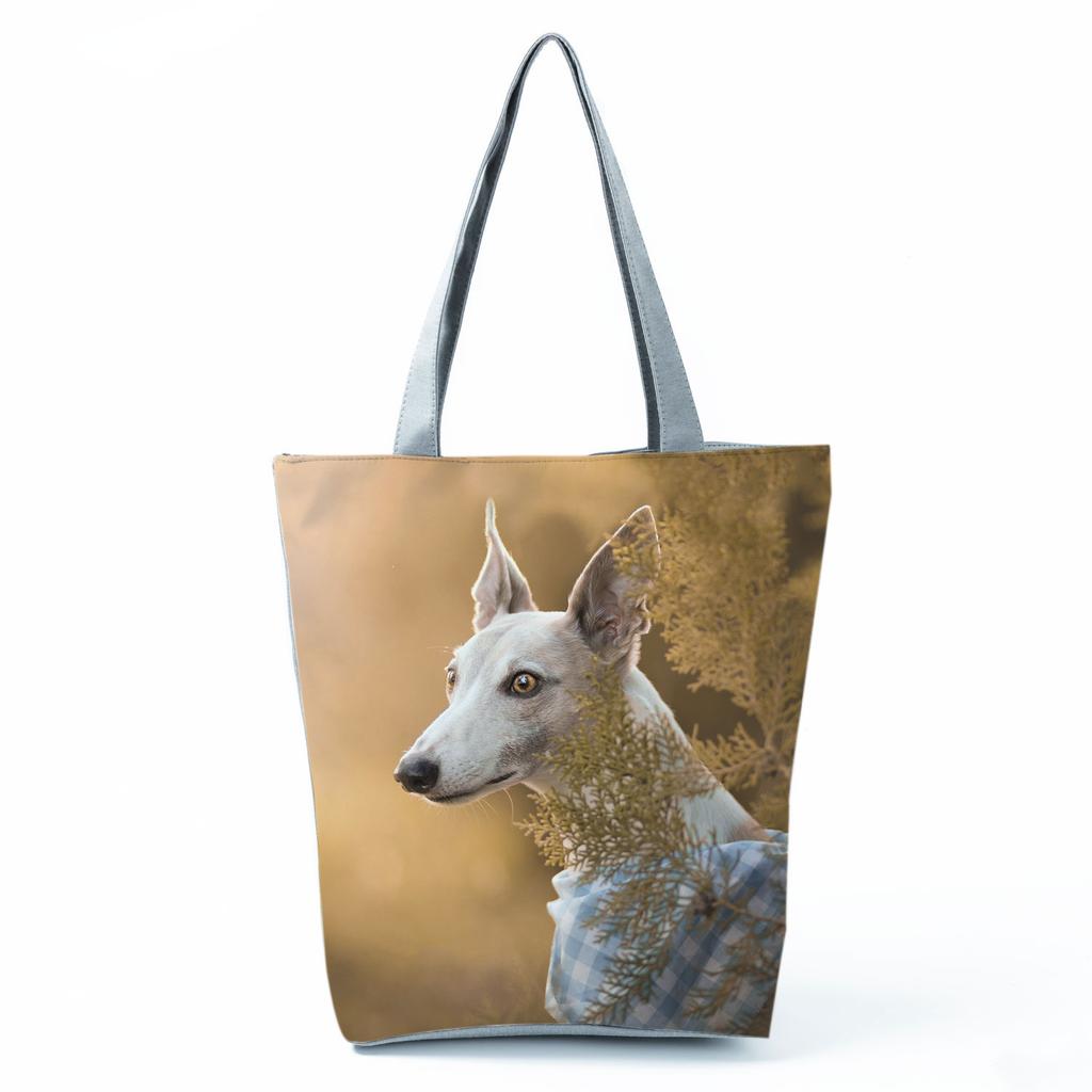 Greyhound Shopping Bags Casual Groceries Women Handbags Animal Dog Graphic Large Capacity Shoulder Bags Portable Foldable Totes