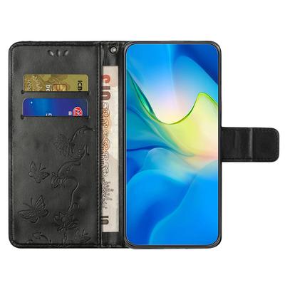 For Motorola Moto G35 5G Case Wallet Stand Imprinted Butterfly Flower PU Leather Phone Cover