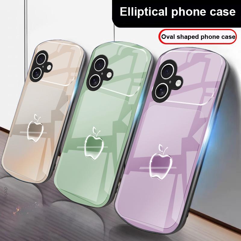 Metallic Gray Texture For iPhone 17 16 15 14 13 Plus 12 Mini 11 Pro Max XR Xs Max X 7 8 6S 22 20 Elliptical Glass Phone Case