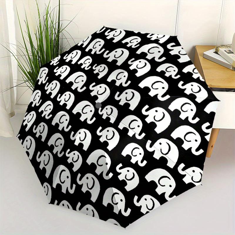 1pc Elephant Pattern Automatic Open/Close Umbrella with Windproof, Functional Design, 8-Rib Sturdy Canopy