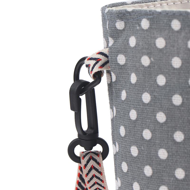 Modern Style Portable Bottle Cover Bags Floral Printing Cotton Linen Cup Bags