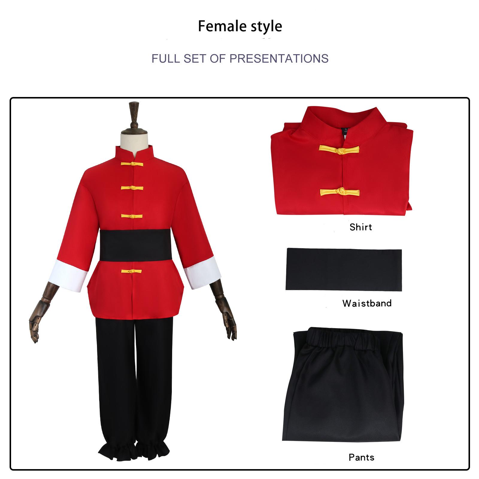Tendou Akane Unisex Cosplay Kostuum Anime Ranma 1/2 Rood Chinese Stijl Uniform Top Broek Set Halloween Carnaval Feest Outfit XS（old） red