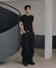 Lolangseoul Signature Leather Cargo Pants(Black)