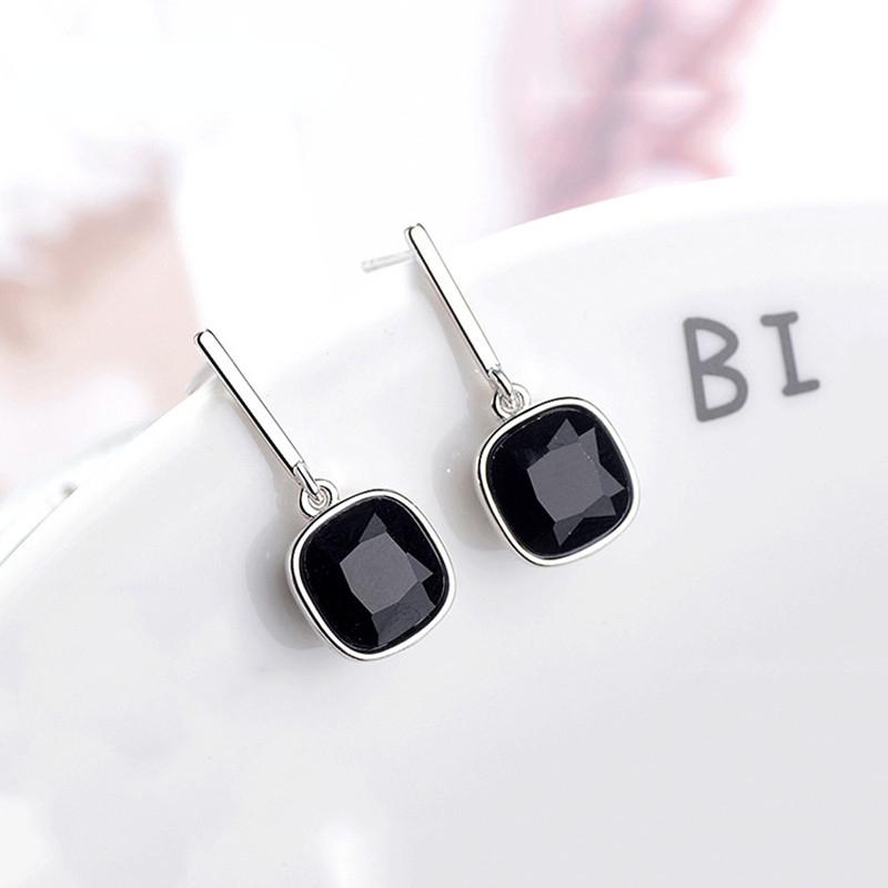 PONYKISS  Sterling Silver Prevent Allergy Drop Earrings for Women Trendy Small Square Fine  Accessories Gift