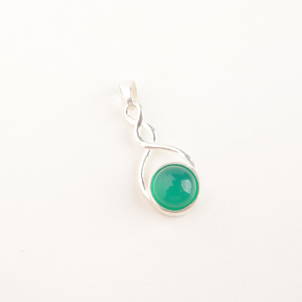 Rare Green Onyx Cab Gemstone 925 Sterling Silver Jewelry Handmade Chain Pendant CP-25-23