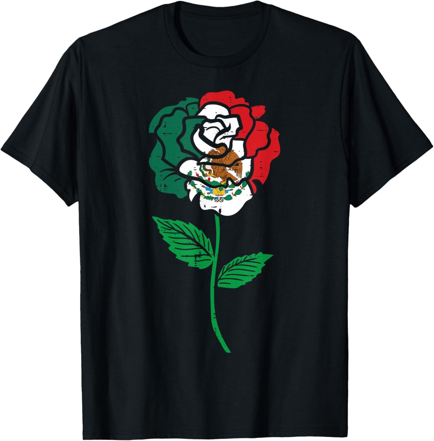 Mexico Flag Rose Mexican Independence Day T-Shirt S разноцветный