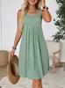 Women's Sleeveless Polka Dot Dress Round Neck Loose A-Line Casual Midi Tank Dress For Daily Beach Wear