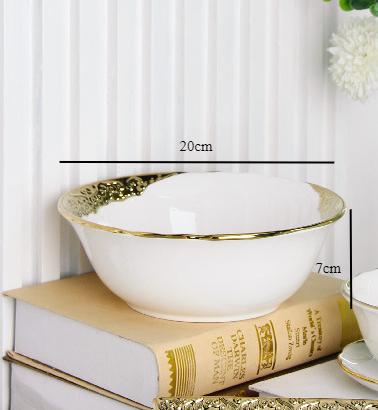 Golden Edged Ceramic Dining Plate Western Style Steak Plate Pasta Dish Sushi Plates Salad Bowl Serving Plates Dessert Bowl Dish