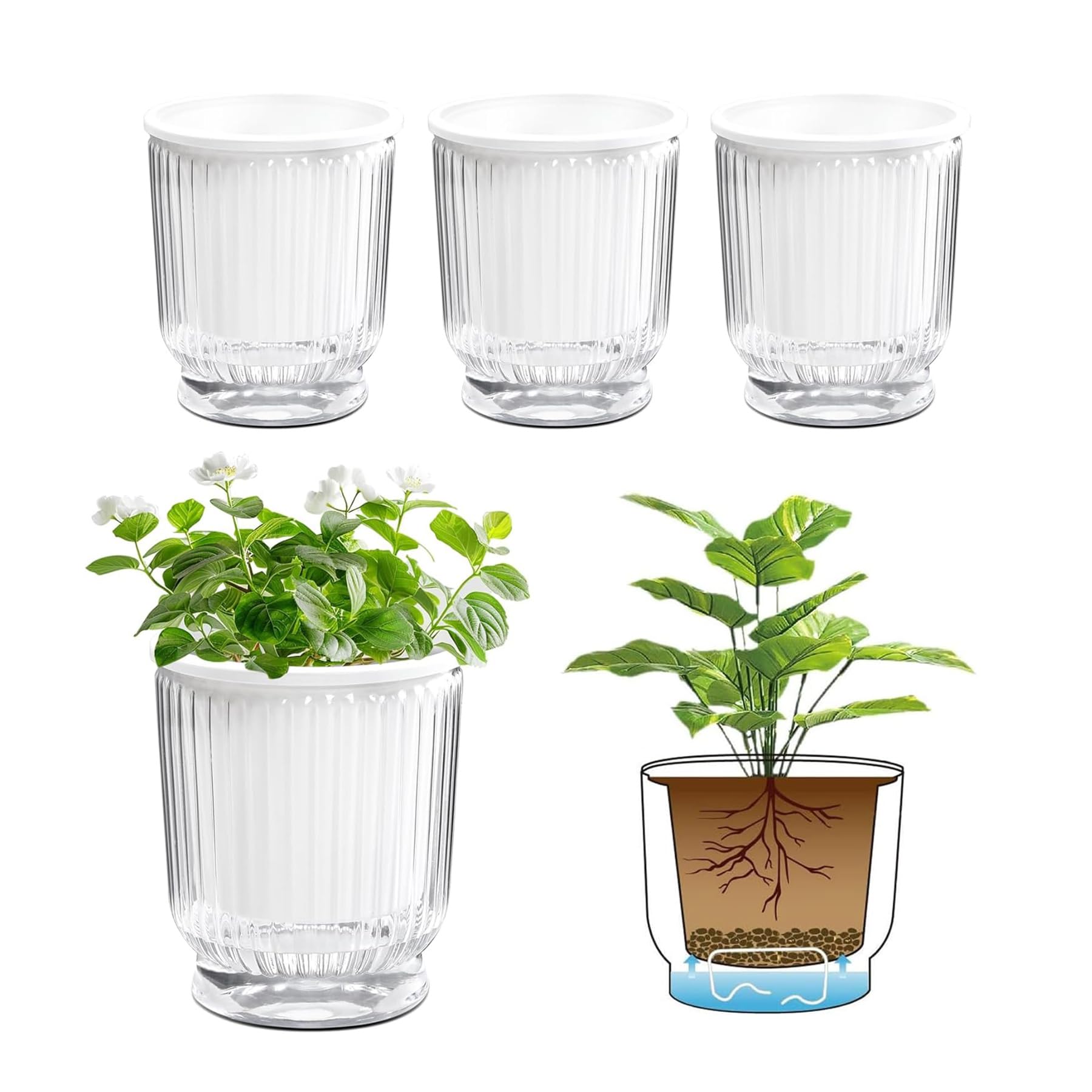 

T4U 12СМ Набор для полива цветов с нижним поливом, строка для полива для выращивания горшечных цветов, кашпо, горшок, пластик, 4, комнатное растение, горшок,