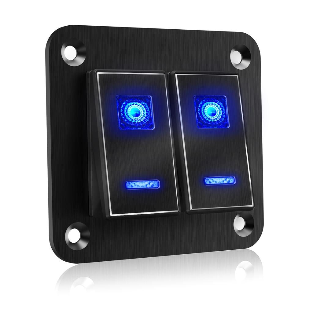 2/4/6/8 Group Waterpoof Switch Panel Dual USB Socket Digital Voltmeter Cigarette Lighter Power Outlet Dual Blue Light 12/24V