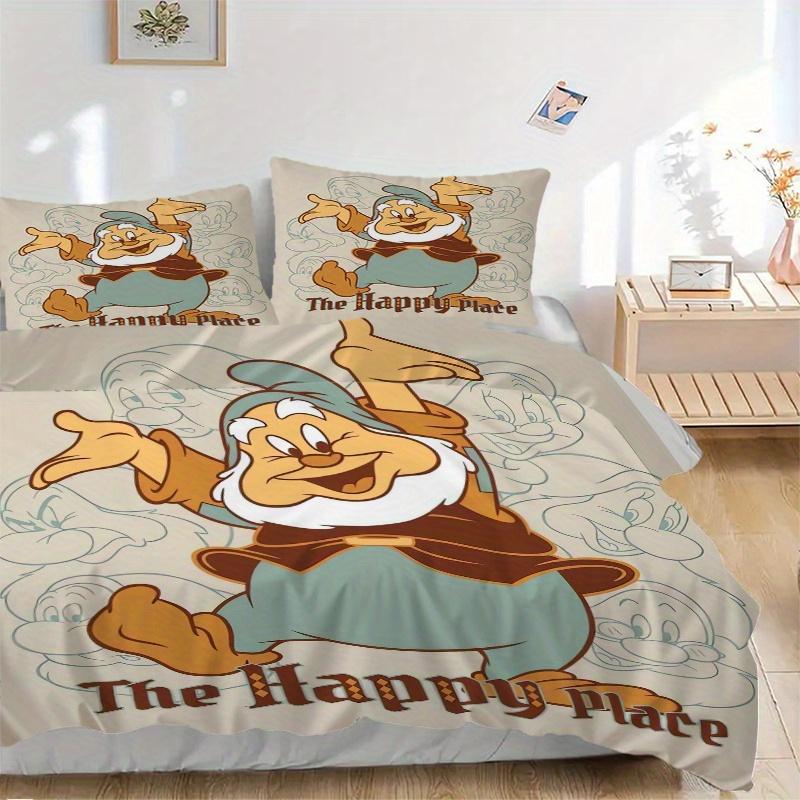 

3pcs Disney Snow White Happy Place Bedding Set - Includes Quilt Cover and Pillowcases, Suitable for All Seasons, Machine Washable - Ideal Gift fo 135x200cm