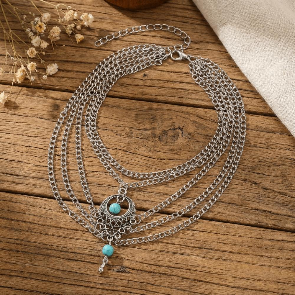 Handmade Turquoise Foot Chain Bohemian Style Foot Jewelry Casual Hollow Anklet  Vacation