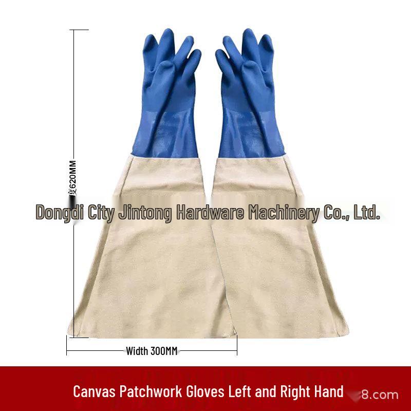 Heavy-Duty Sandblasting Gloves - Wear-Resistant Blue Canvas Sleeves with Non-Slip Universal Fit for Right & Left Hand