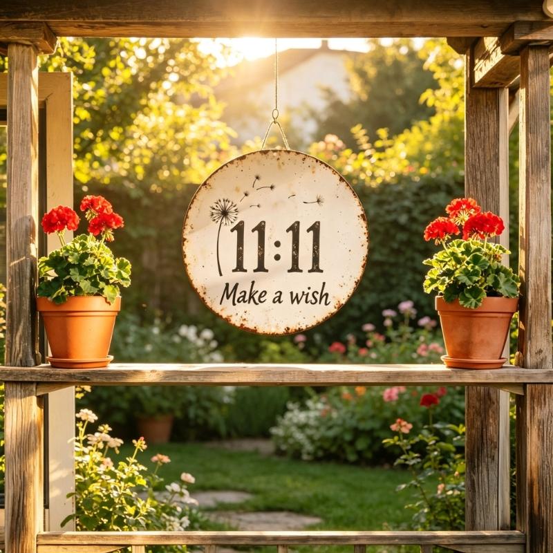 11:11 Make a Wishes Metal Tins Signs Retro Wall Art Decors with Dandelions Motifs Rustics Farmhouses Plaque for Wall Decorations
