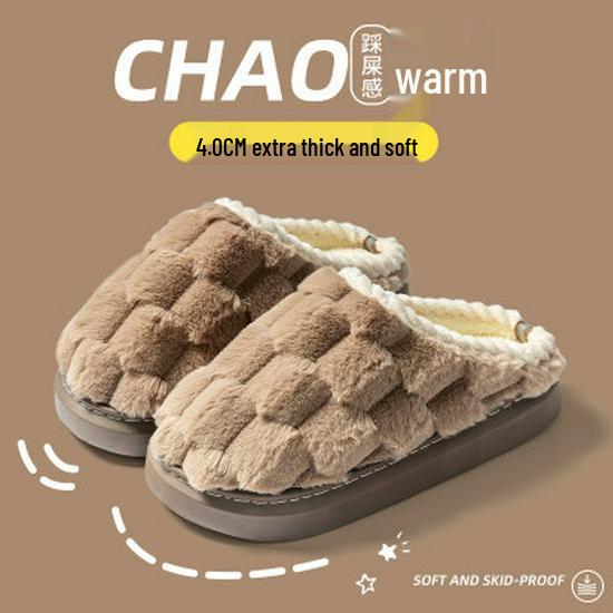 Dámské protiskluzové bavlněné pantofle do interiéru - teplé, s tlustou podrážkou, vhodné na jaro, podzim, zimu a pro muže.