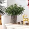 Simulated Branch Single Decorative Christmas Green Plant Ornaments Indoor Flower Arrangement Accessories,8pcs