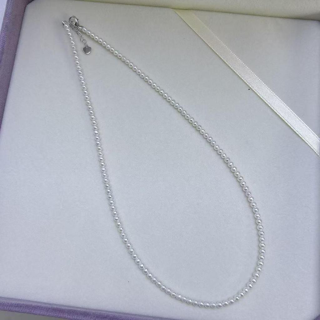 Xiaomi Freshwater Pearl Necklace: 3-4mm Near-Round, Flawless Pearls with S925 Silver Clasp Choker