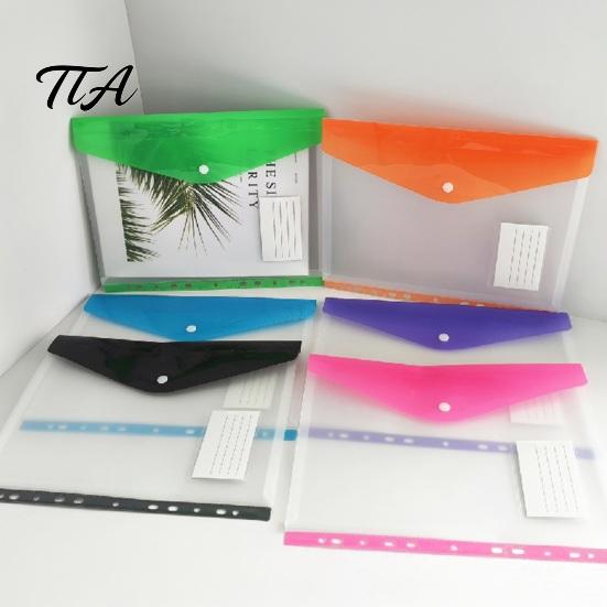 Snap Button Envelope 11 Hole Expanding File Pockets, Reusable PP Document Sleeves, Transparent Tear-resistant Bag Waterproof Organizer for Home Office
