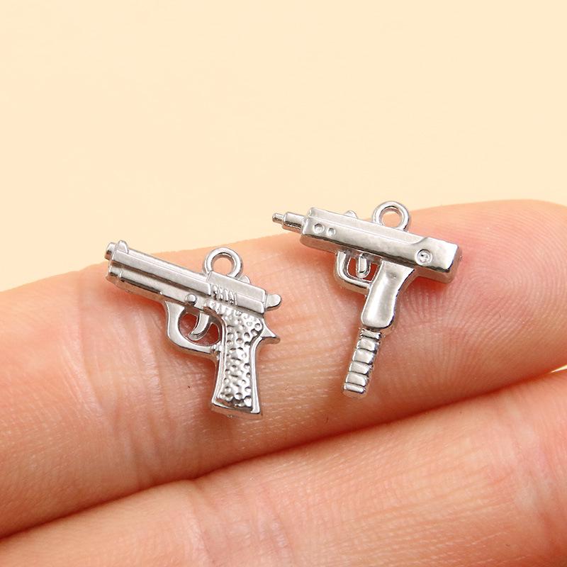 18K Gold Plated Stainless Steel Gun Pendant Accessories, 4 Styles