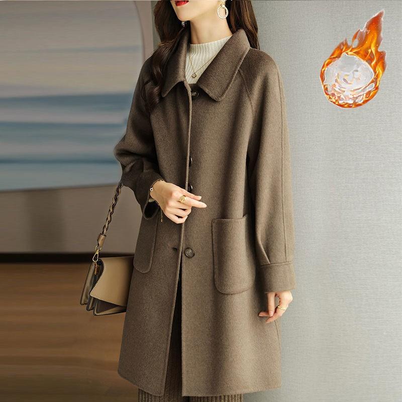 New Autumn and Winter Wool Korean Style Thickened Wool Coat Stylish Small Mid-length Women's Jacket