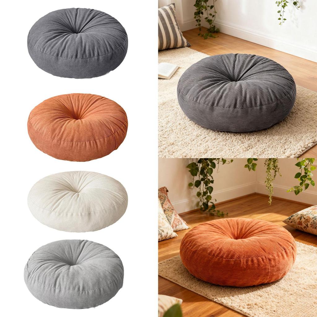 Premium Corduroy Round Floor Pillow Comfortable Plush Cushion Pad for Living Room Sofa Meditation Chair