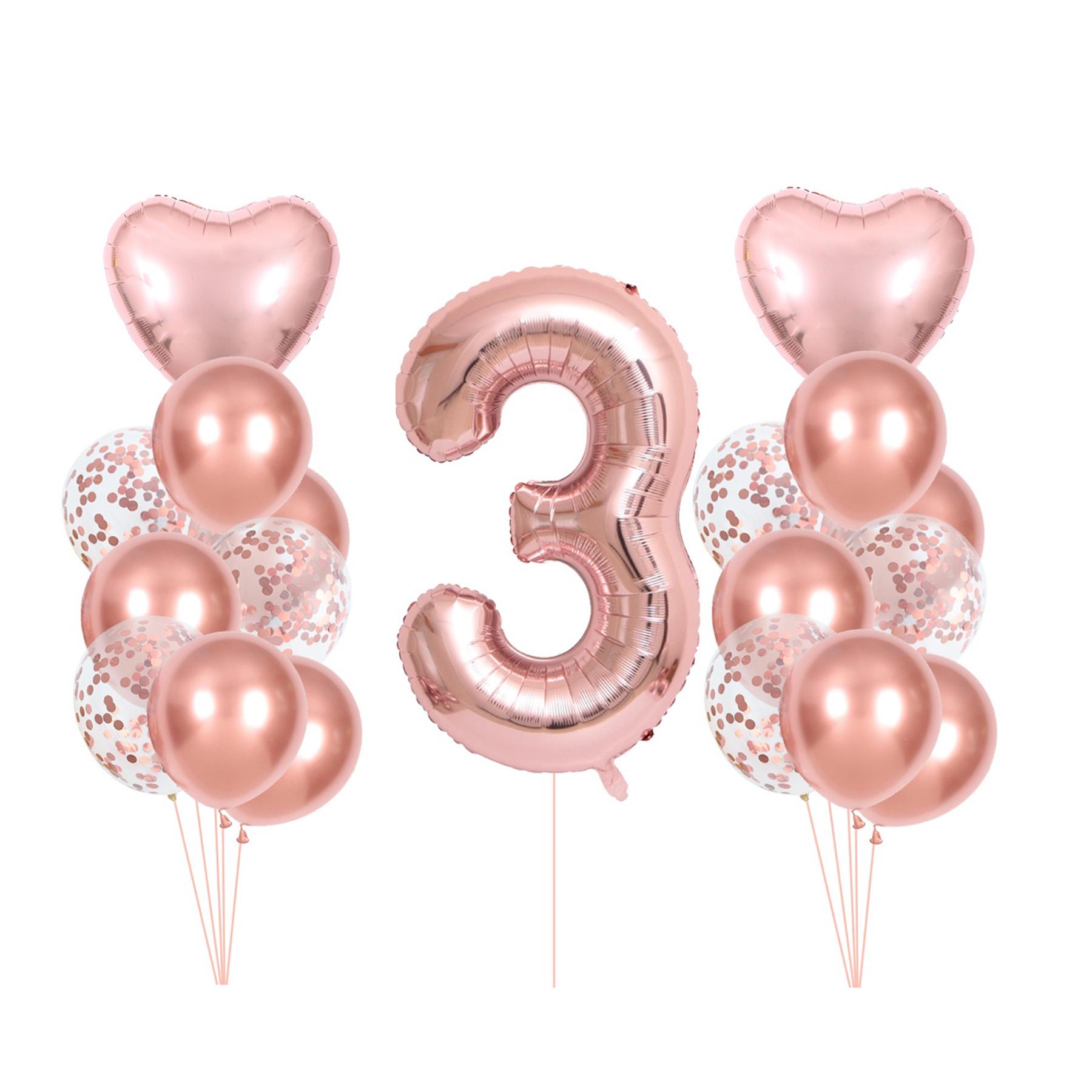 

Набор воздушных шаров из фольги розового золота номер 1, 2, 3, 4, 5, воздушный шар с днем ​​рождения, украшения для первого дня рождения, детский душ Number 3