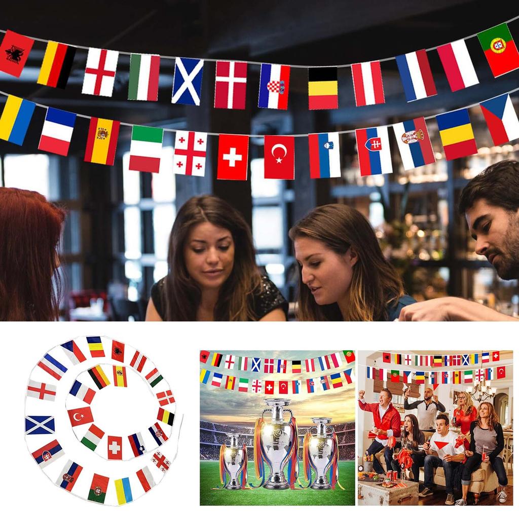 1Set 2025 European Football Championship Bunting Flags European Flag Bunting 2025 Football Championship Rams Pennant Flag