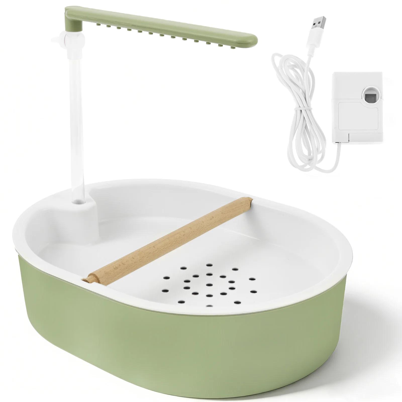 

Automatic Parrot Bird Bath Tub USB Electric Pet Circulating Adjustable Water Flow Bird Bathtub Shower Fountain Pet Supplies зелений