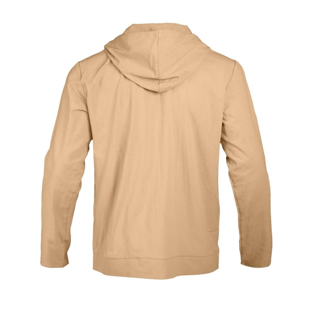 Men's Hoodie Linen Vintage Spring and Autumn Shirt Casual Loose Long Sleeved Clothes High Quality Trendy Men's Clothing
