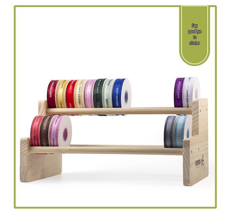 In-Stock Wooden Ribbon and Thread Storage Rack for Cake and Flower Shops