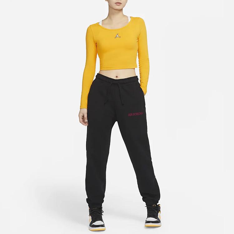 Jordan Solid Color Letter Embroidery Joggers with Drawstring Women Bottoms Black DQ4652-010